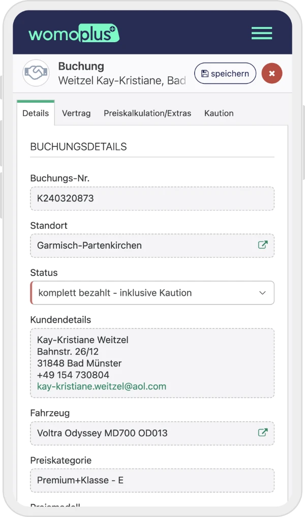 Mobiles Backend - Buchungsdetails