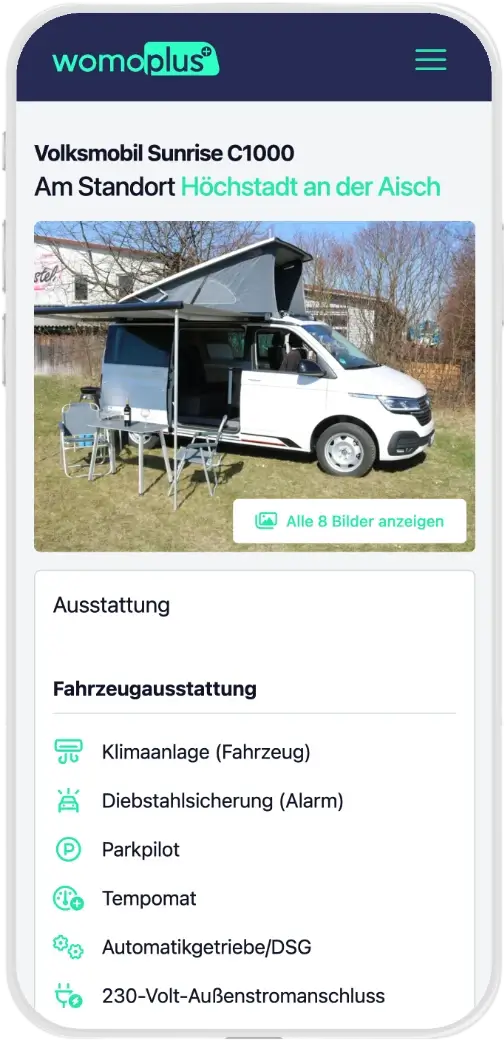 Mobiles Online-Buchungsportal - Fahrzeugdetails